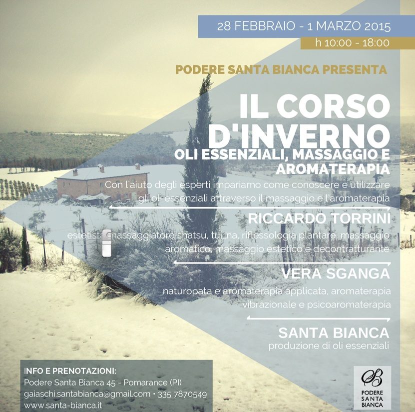 Il corso d’inverno, oli essenziali, massagio e aromaterapa