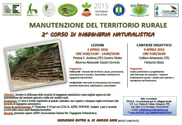 Manutenzione del Territorio Rurale 2° Corso di ingegneria naturalistica