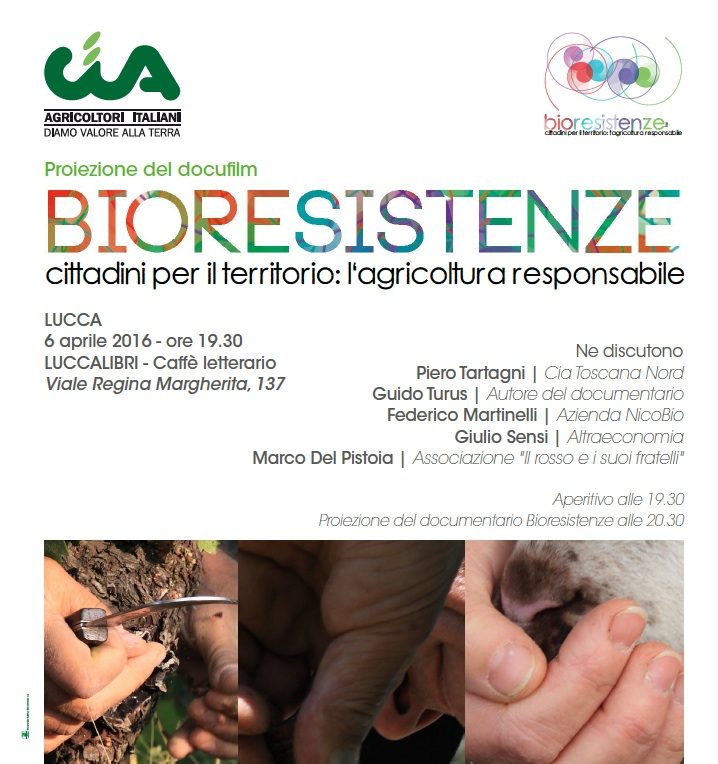 Invito proiezione Bioresistenze, 6 Aprile ore 19:30 a Lucca Libri