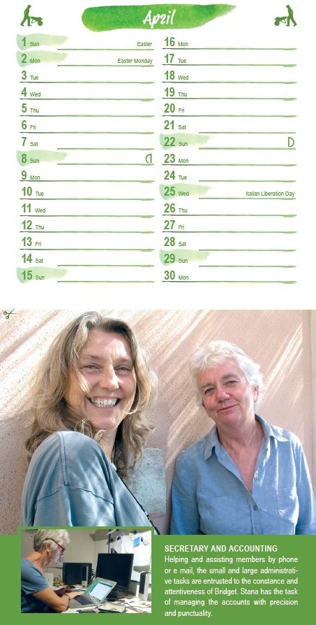 Calendar 2018 – The page for April is dedicated to Bridget and Stana