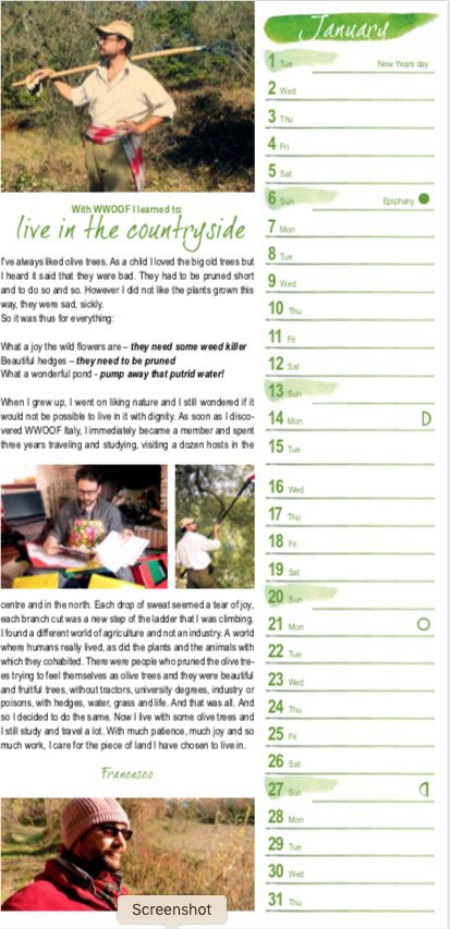 Calendar 2019, January – with WWOOF I learned to live in the countryside