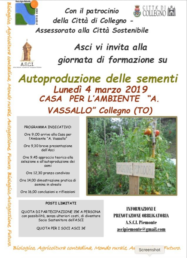 A.S.C.I. – Giornata di formazione su AUTOPRODUZIONI delle SEMENTI