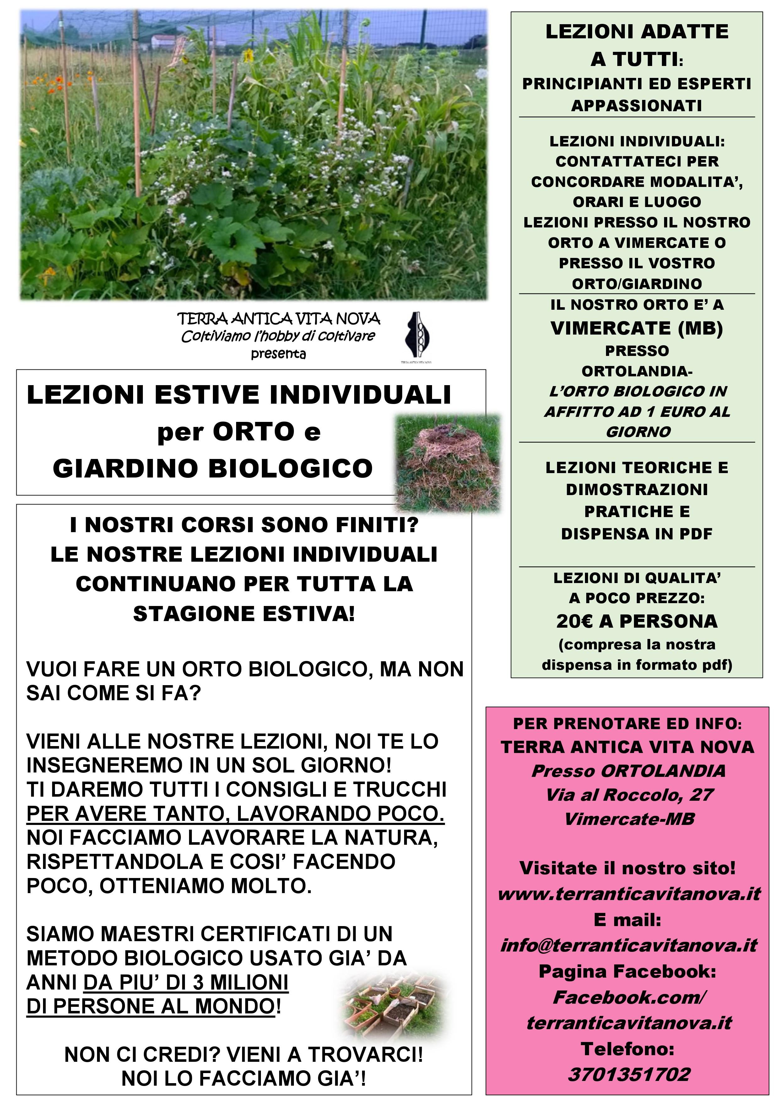 Lezioni estive individuali per orto e giardino bio