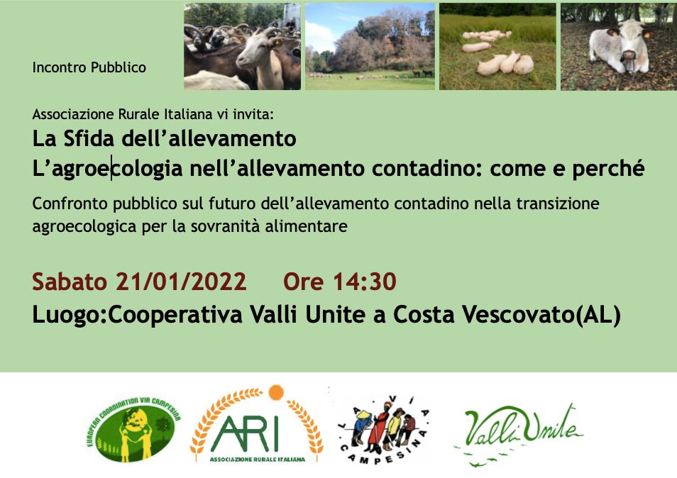 La Sfida dell’allevamento – L’agroecologia nell’allevamento contadino: come e perché – Valli Unite (AL) 21 Gennaio