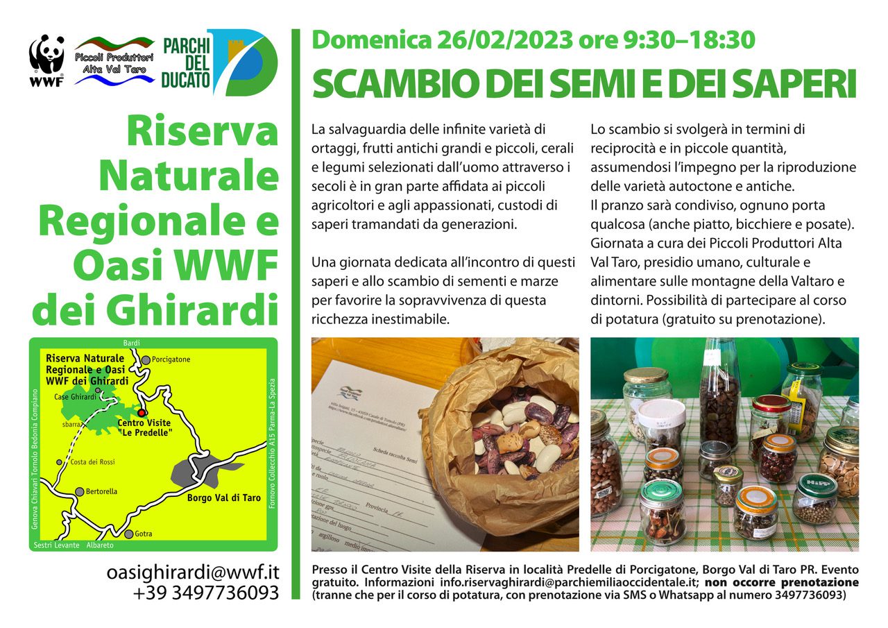 Domenica 26 Febbraio – Oasi dei Ghirardi (PR) – Scambio dei Semi e dei Saperi